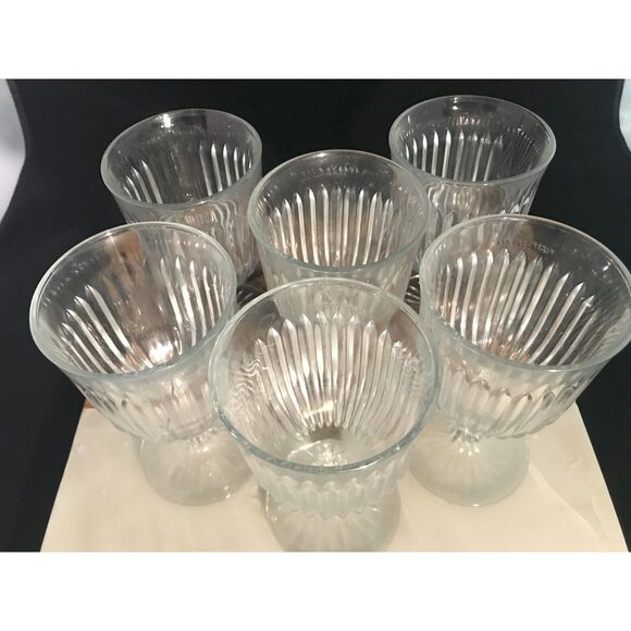 KIG Indonesia Stemware: set of 6 Goblets Art Deco w Striking Vertical Lines - Picture 2 of 5